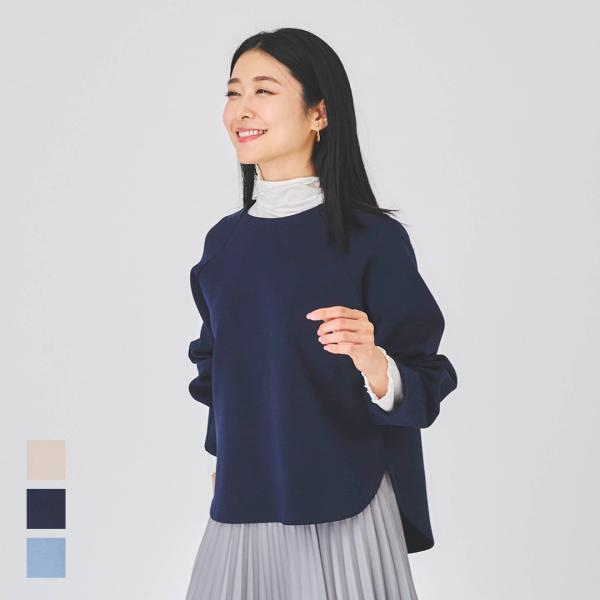 レディース トップス ダンボール素材 ストレッチ 重ね着 着回し シャツテール ロングシーズン 冬 春 秋｜ ダンボールコクーンスリーブトップス  KEYUCA(ケユカ)
