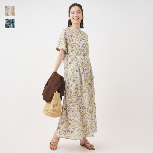 レディース ワンピース ウォッシャブル ワンピ  フラワー 撥水 防汚 花柄  おしゃれ  通販|【すごナノ撥水】フラワープリントシャツワンピース  KEYUCA(ケユカ)