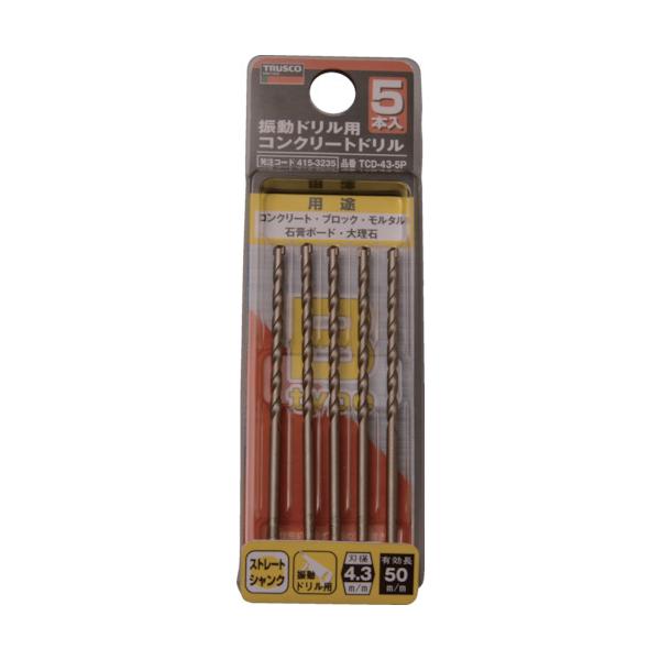 TRUSCO �U���h�����p�R���N���[�g�h���� 4.3mm 5�{�g TCD-43-5P