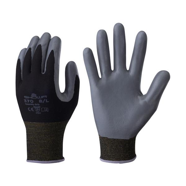 ショーワ ニトリルゴム背抜き手袋 組立グリップ3双パック ブラック Mサイズ NO370-M-3PBK