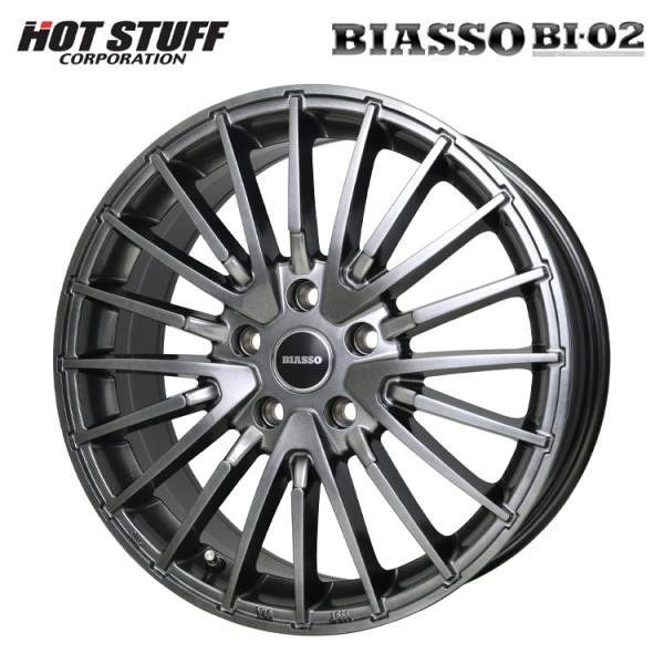 17インチ 5H112 7.5J 7.5J+30 5穴 ホイール 【1本単品 新品】 ハイパーガンメタ BIASSO BI-02 送料無料 ホットスタッフ