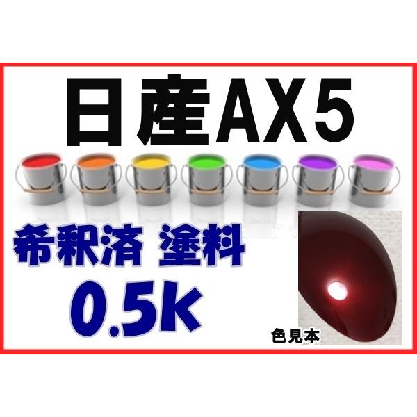 日産AX5 塗料 ボルドーレッド2P ブルーバード 希釈済 カラーナンバー