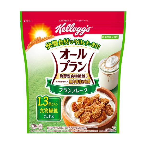 ケロッグ オールブラン ブランフレーク 270g ×6袋 小麦ふすま シリアル 腸活 発酵性 食物繊維