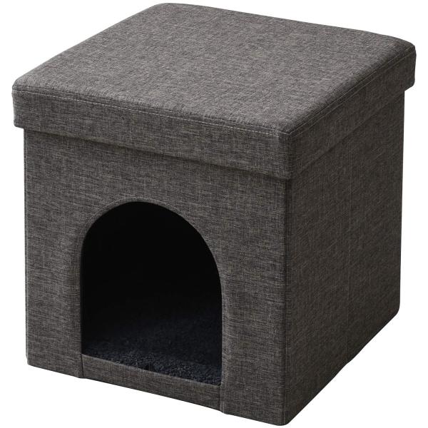 山善(YAMAZEN) ペットハウス スツール 収納 折り畳み 耐荷重80kg 猫 犬 ハウス 室内 隠れ家 椅子 ブラウン PSS-38(BR)