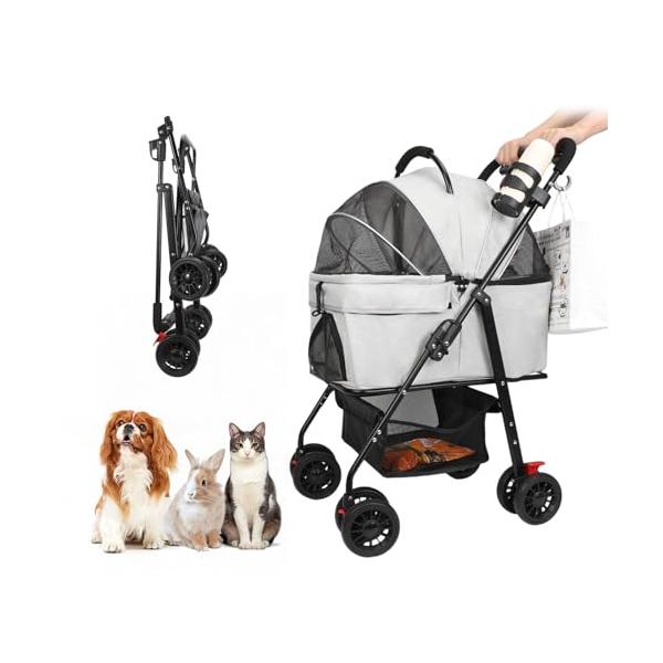 グレー/大/25HG002・Color:グレー・パッケージ個数:1・【分離式デザインで2WAY使い】カートのフレームとキャリーバッグが簡単に分離できます。お散歩時はペットカートとして、移動時はペットキャリーとして、シーンに合わせて使い分けが...