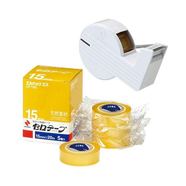 他サイト： ニチバン セロテープ 小巻 エルパックエス 5巻 15mm 直線美miniカッター セット 白 LP15S-15SCB5の商品画像