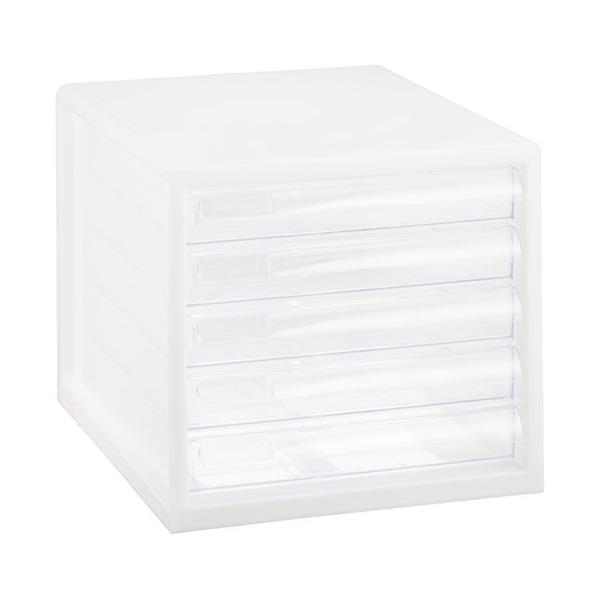 他サイト： ナカバヤシ A4レターケース5段（浅5） ホワイト A4E-05Wの商品画像