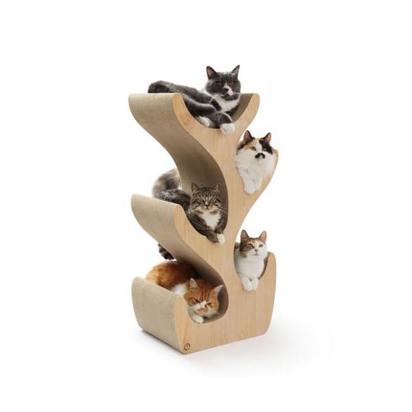 ー/-/爪とぎ・パッケージ個数:1・最大5匹の“猫のなる木”がある幸せ・猫の本能をくすぐるツリーつめとぎタワー・組み立て不要・移動も楽々・原料の100％が不純物を含まない紙を厳選使用・サイズ：幅46x奥行30x高さ90cm