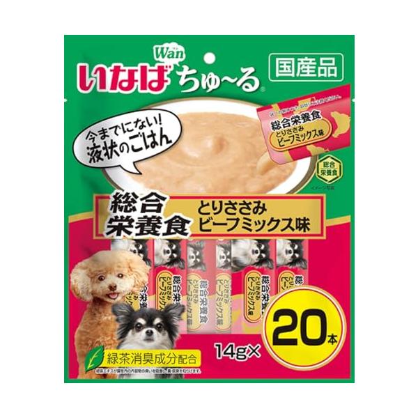 他サイト： いなば ちゅ~る 総合栄養食 とりささみ ビーフミックス味 20本 犬用おやつの商品画像