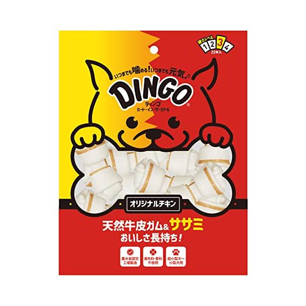 他サイト： ディンゴ (Dingo) 犬 おやつ ミート・イン・ザ・ミドル オリジナルチキン ミニ22本入 牛皮とお肉で最後まで飽きずに食べる長持ちガム スの商品画像