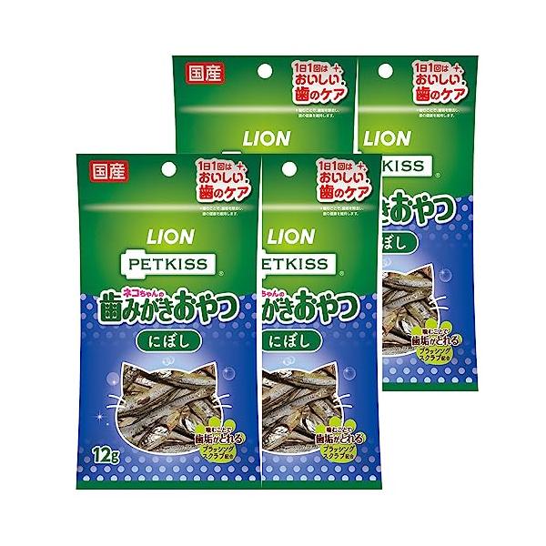 他サイト： ライオン ペットキッス PETKISS ネコちゃんの歯みがきおやつ にぼし フィッシュ 12g×4個 まとめ買い LIONPETの商品画像