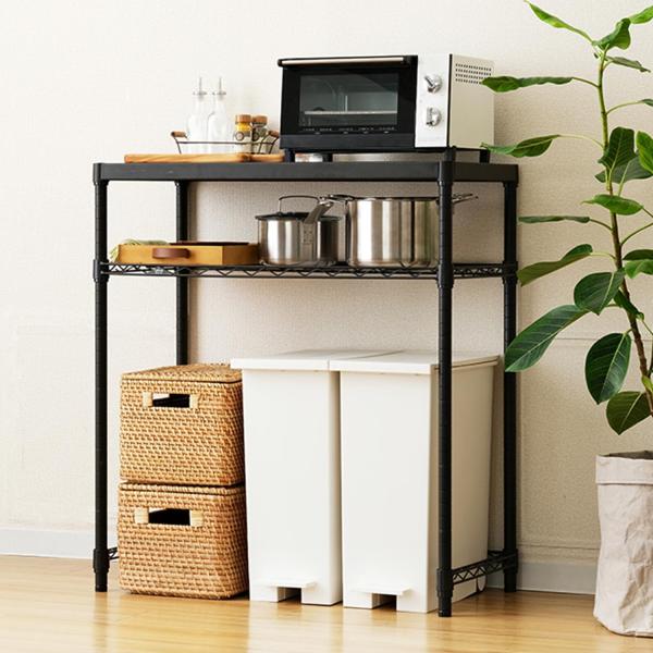【特価商品】ドウシシャ ルミナス ノワール キッチンラック 棚 幅80 2段 ス ドウシシャ ルミナス ノワール キッチンラック 棚 幅80 2段 スリム