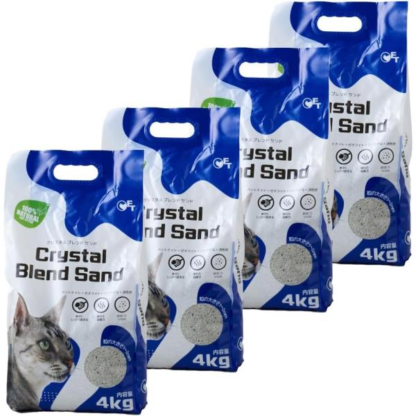 OFT】 クリスタルブレンドサンド 4kg 4個セット 獣医師推奨 白い猫砂