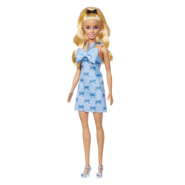 バービー(Barbie) ファッショニスタ リボンブルーワンピース きせかえ人形・ハウス ままごと・ごっこ遊び バービー人形 3歳から ブルー HY