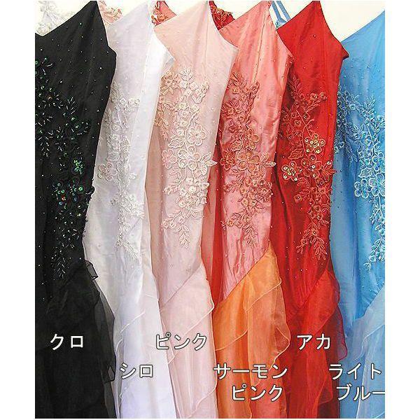スパンコール付き花刺繍パーティドレス(012-0123)