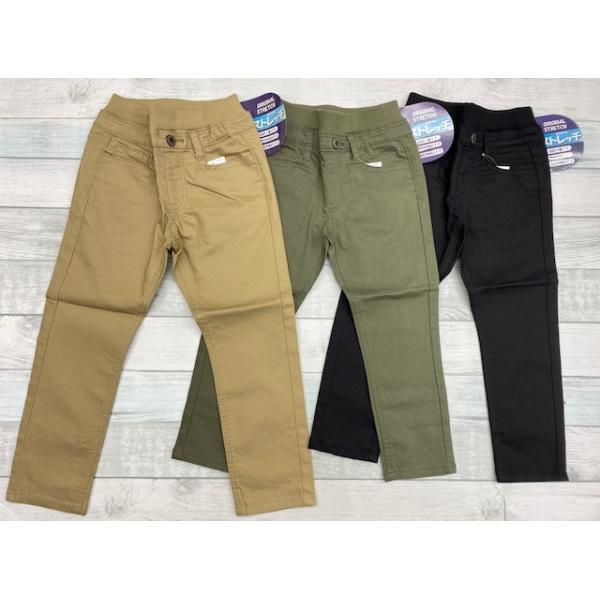 ロングパンツ 100cm 110cm 120cm 130cm 140cm 150cm 160cm チノパンツ ストレッチ 柔らか ウエストリブ ウエストゴム ブラック カーキ ベージュ 子供服