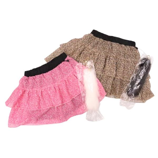 シフォン スカパン 110cm 120cm 130cm ティアード ヒョウ柄 キュロット ウエストゴム 子供服 女の子 キッズ アニマル柄 総柄 ギャル しっぽ レオパード ファー