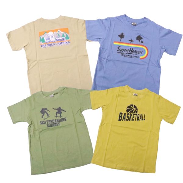 半袖 Tシャツ 140cm 150cm 160cm 綿100％ バックプリント スポーツ アウトドア キャンプ スクール ジュニア キッズ 子供服 男の子 ロゴ カジュアル プリント