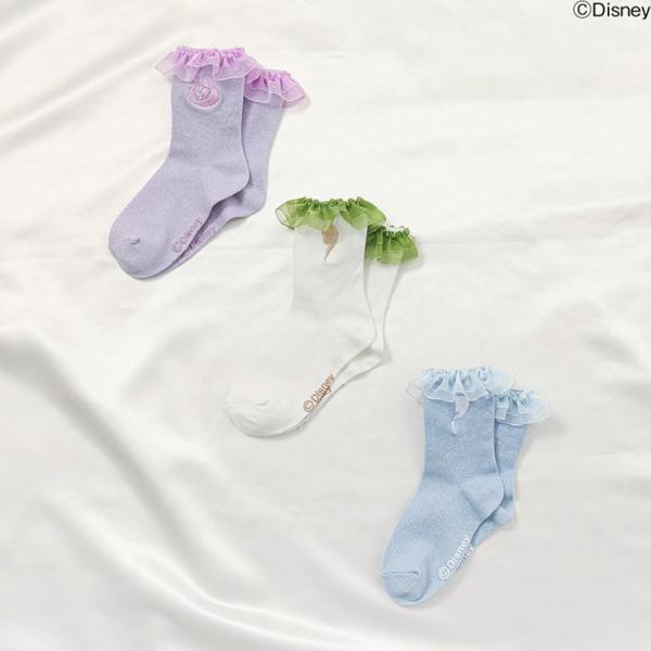 靴下 ソックス くつした ディズニー プリンセス チュール フリル 刺繍 アナと雪の女王 アナ エルサ 塔の上のラプンツェル ラプンツェル フローズン FROZEN カジュアル お洒落 オシャレ かわいい 可愛い 普段着 デイリーウェア お...