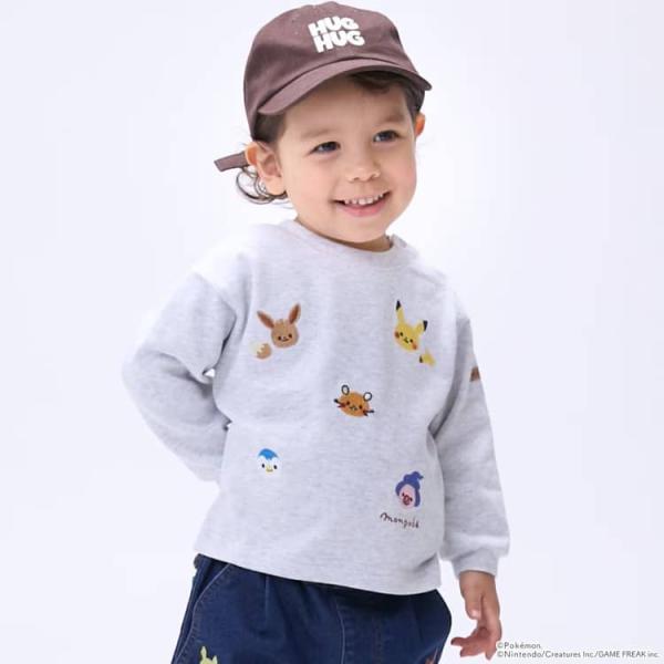 モンポケ 長袖Tシャツ 刺しゅう プティマイン やわらかい 男の子 女の子 キッズ 子供用 80-120cm petit main K 新作 2603 74