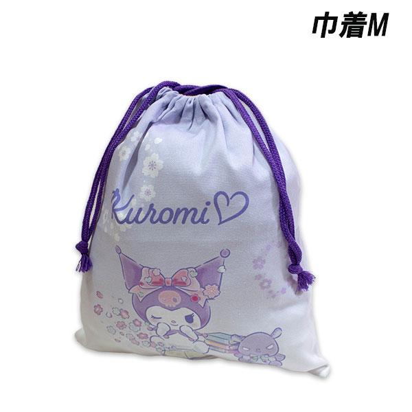 巾着 きんちゃく 袋 小物入れ かばん 体操服袋 上靴袋 給食エプロン袋 サンリオ クロミ kuromi Sanrio 日本製最新柄の巾着Mになります。体操服・給食エプロン・上履き等入ります。【サイズ】約26.5cm×29.5cm【素材】　...