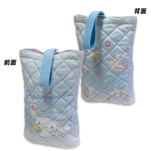 上靴入れ 上履き入れ キルトシューズケース シューズバッグ シューズ入れ bag シナモロール シナモン シナモ cinnamoroll サンリオ Sanrio 日本製最新柄のシューズケースになります。マチもあり持ち手部分をパーツに通すだけ...