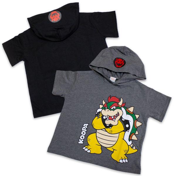 送料無料 スーパーマリオ 半袖パーカーTシャツ クッパ柄 半袖 Tシャツ 子供服 シャツ パーカー SUPER MARIO マリオ 2026年