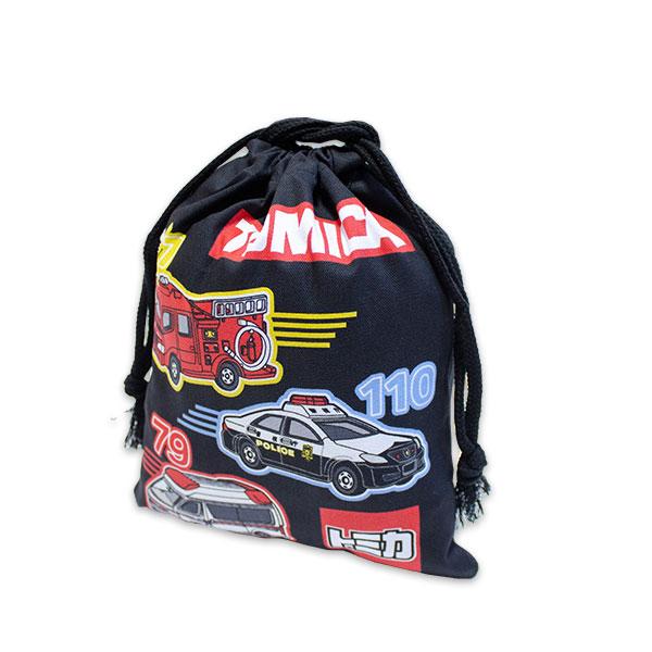 トミカ 巾着 S HTM7-680 黒 約18cm×22cm 日本製 給食袋 きんちゃく 袋