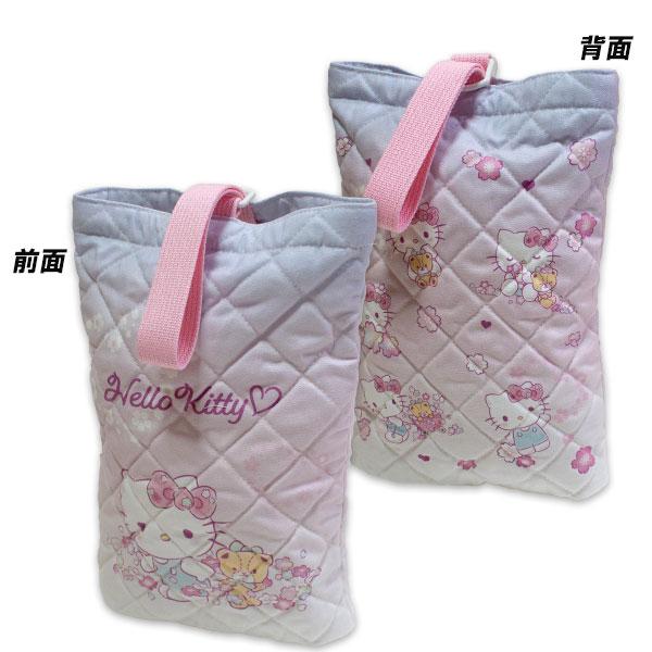 上靴入れ 上履き入れ キルトシューズケース シューズバッグ ハローキティ HELLO KITTY サンリオ Sanrio 日本製最新柄のシューズケースになります。マチもあり持ち手部分をパーツに通すだけの簡単開閉タイプです。（例：上履き・体操...