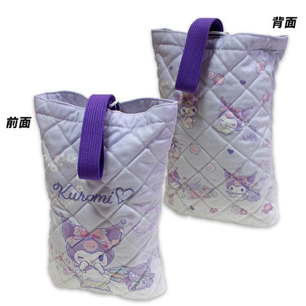 上靴入れ 上履き入れ キルトシューズケース シューズバッグ シューズケース クロミ kuromi サンリオ Sanrio 日本製最新柄のシューズケースになります。マチもあり持ち手部分をパーツに通すだけの簡単開閉タイプです。（例：上履き・体操...