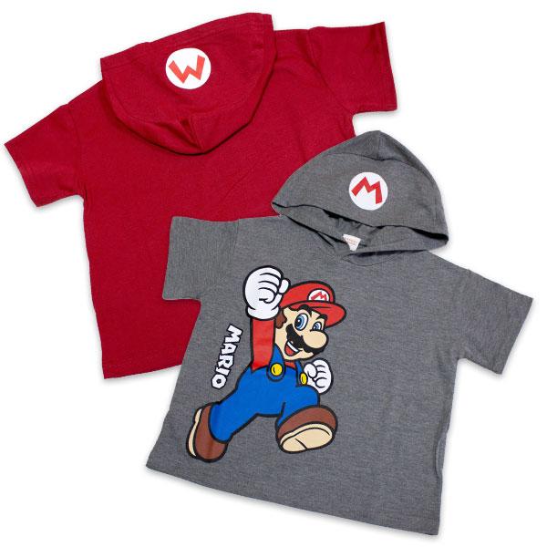 送料無料 スーパーマリオ 半袖パーカーTシャツ マリオ柄 半袖 Tシャツ 子供服 シャツ パーカー SUPER MARIO マリオ 2026年