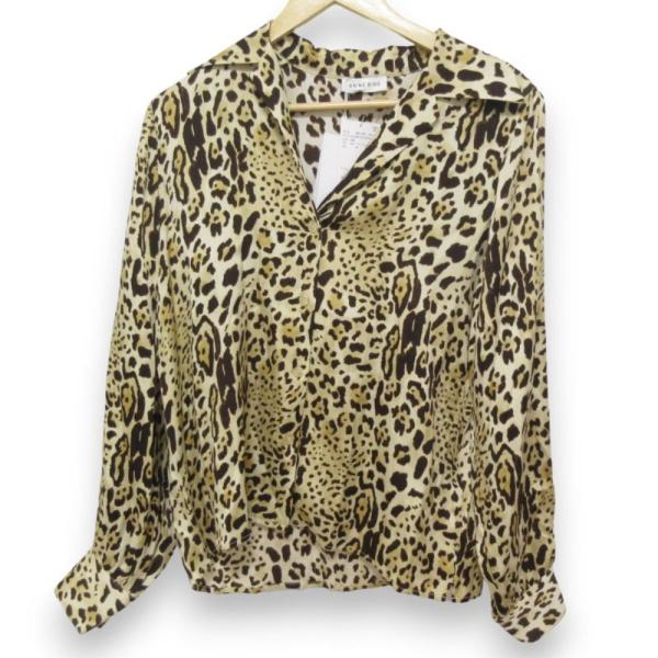 DEUXIEME CLASSE - 未使用 23SS ANINE BING アニンビン ドゥーズィエムクラス取扱 MYLAH シルク100％ レオパード柄 長袖 シャツ ブラウス S ベージュ レディース 古着 中古 USED Deuxieme Classe 未使用 23SS ANINE BING アニンビン