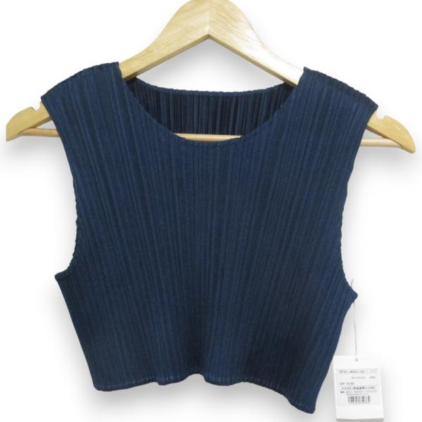 未使用 23AW PLEATS PLEASE プリーツプリーズ イッセイミヤケ クロップド カットソー タンクトップ 伊勢丹新宿店限定 SURF COLORS ブルー系 レディース 古着 中