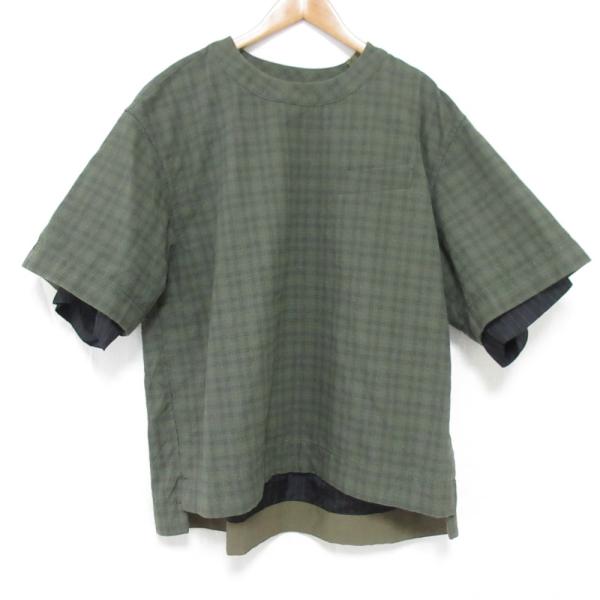 【20SS 超美品⭐︎】sacai レイヤード Tシャツ 半袖 カットソー S sacai Sacai サカイ シフォン切替 フロントプリント レイヤード