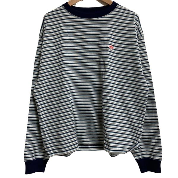 Danton（ダントン） 美品 ワッペンロゴ ボーダー クルーネック ロンT