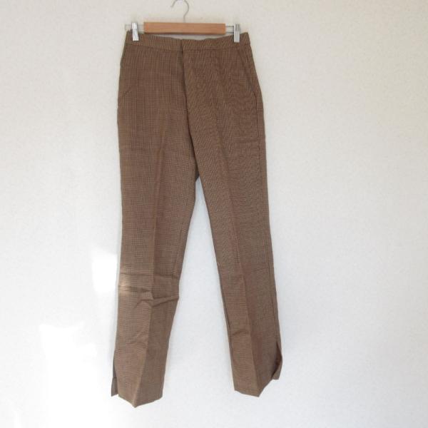 美品 COUTURE D'ADAM クチュールドアダム GUNCLUB CHECK SLIT PANTS スリットパンツ 38 キャメル レディース 古着 中古