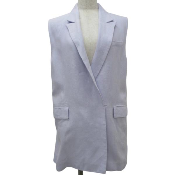 ebure - 美品 22SS ebure エブール リネン100% 背抜き ジレ ベスト ノースリープジャケット コート 36 ライトパープル レディース 古着 中古 USED ebure 美品 22SS エブール リネン100% 背抜き ジレ ベスト ノー