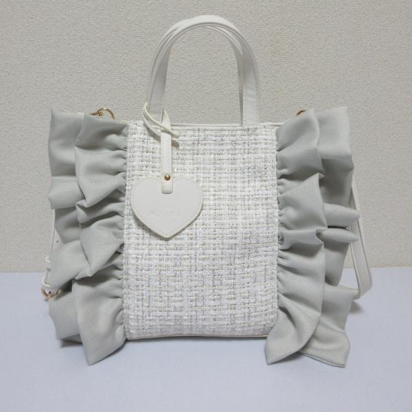 値下げ中 DIANA ダイアナ フリルツイードバッグ 2way ショルダーバッグ 未使用】DIANA ダイアナ 2way ショルダーバッグ 黒 ツイード