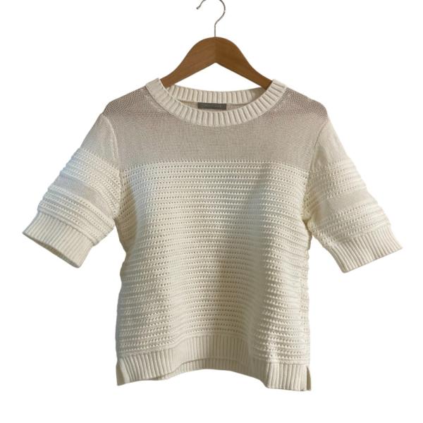 美品 24SS Theory Luxe セオリーリュクス COTOCO SARAH 5G クルーネック 半袖 プルオーバー ニット 小さいサイズ S32 ホワイト レディース 古着 中古 USED theory luxe（セオリーリュクス） 美品 24SS Theory Luxe COTOCO SARAH