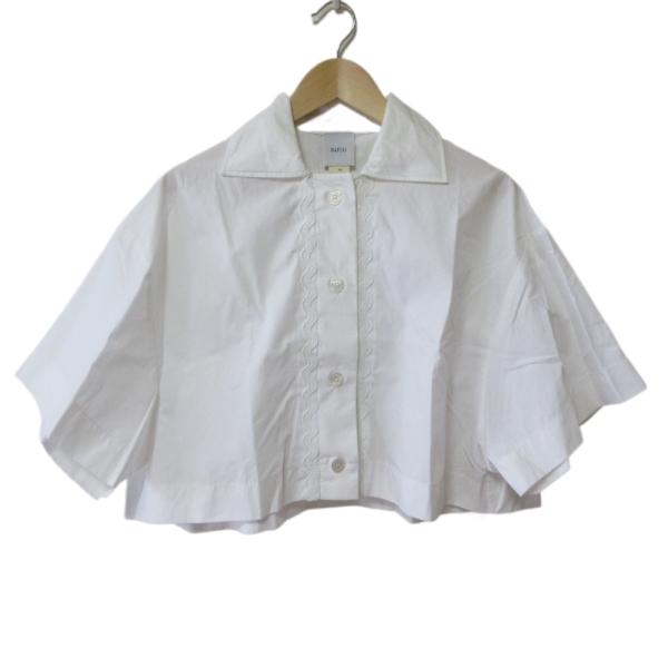 美品 24SS PATOU パトゥ クロップドシャツ ブラウス 24S-BL032-0017 サイズ34 ホワイト レディース 古着 中古 USED kigaeru_140595080030