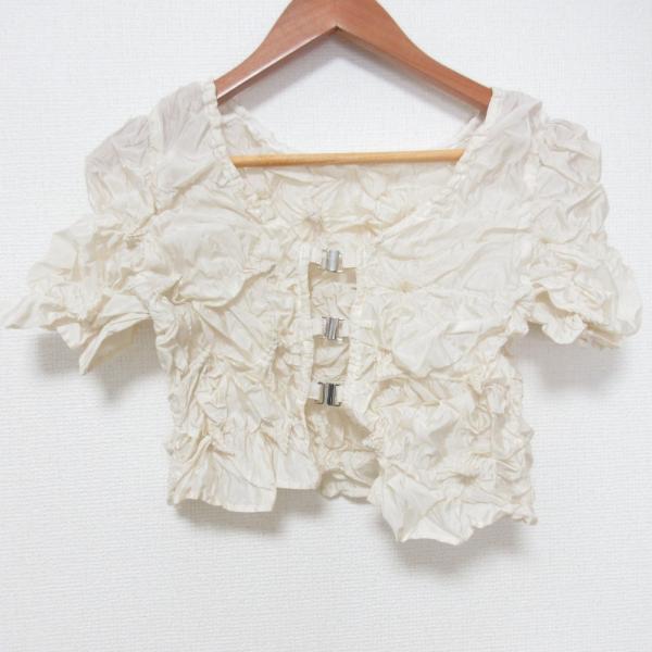 美品 JOSE MOON ジョゼムーン ARIMATSUSHIBORI 2WAY TOPS GROSSY ショートブラウス カットソー 1723510016 サイズF アイボリー レディース 古着 中古 USED 美品 JOSE MOON ジョゼムーン ARIMATSUSHIBORI 2WAY TOPS GROSSY