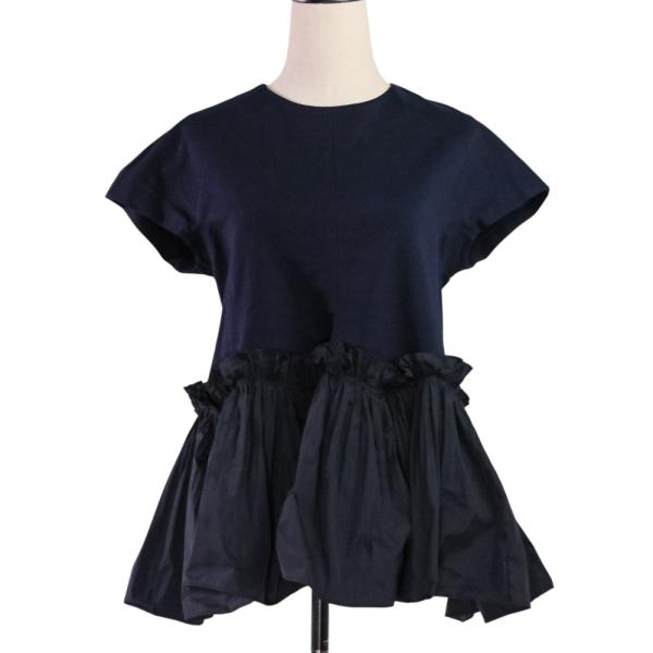 最終値下げ　新品未使用　DRAWER プリーツフレアペプラムブラウス ネイビー 最終値下げ 新品未使用 DRAWER プリーツフレアペプラムブラウス