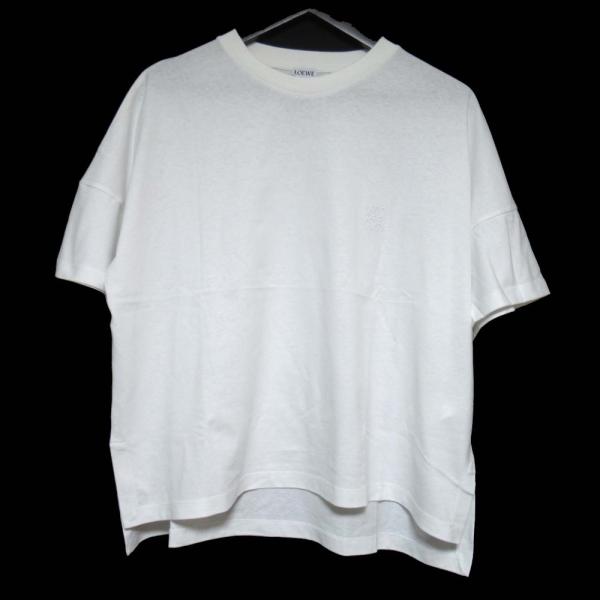 美品 LOEWE ロエベ アナグラム刺繍 ショートスリーブ 半袖 Tシャツ Lサイズ ホワイト レディース 古着 中古 USED LOEWE（ロエベ） 美品 アナグラム刺繍 ショートスリーブ 半袖 Tシャツ