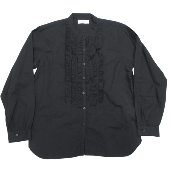美品 SOIL ソイル フリル バンドカラー 長袖 シャツ ブラウス 1 ブラック レディース 古着 中古 USED SOIL（ソイル） 美品 フリル バンドカラー 長袖 シャツ ブラウス 1