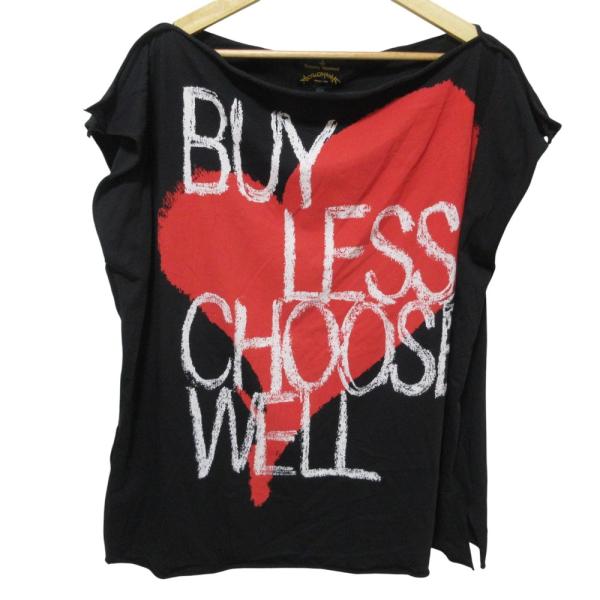 美品 Vivienne Westwood ANGLOMANIA ヴィヴィアンウエストウッドアングロマニア ハートプリント Tシャツ カットソー OS ブラック レディース 古着 中古 USED 美品 Vivienne Westwood ANGLOMANIA ヴィヴィアンウエストウッド