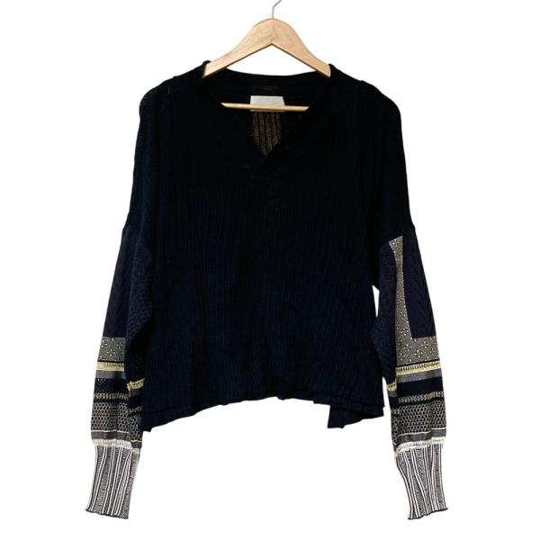 美品 Mame Kurogouchi マメクロゴウチ Sash Jacquard Knit Pullover