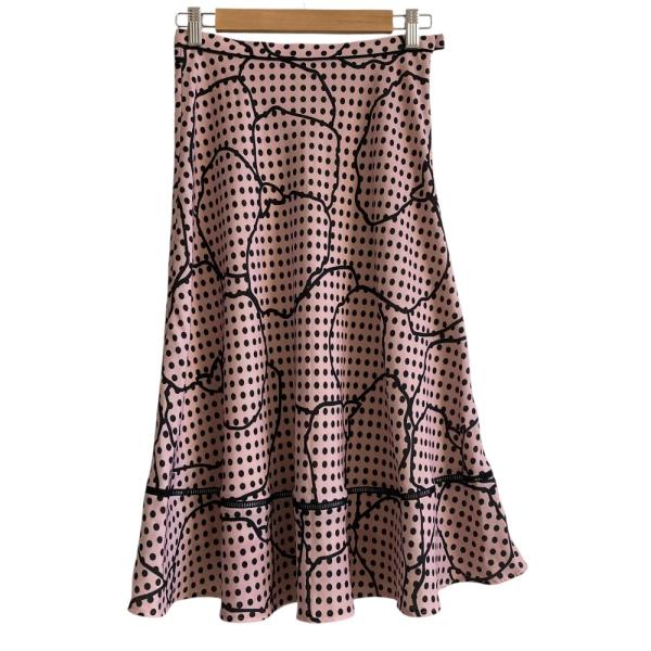 ANAYI（アナイ） 美品 ドットラインフラワープリント ミモレ丈 フレア