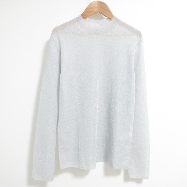 良品 BLAMINK ブラミンク ラメ18Gリブロングスリーブ シアーニット セーター 7913-230-0286 サイズ38 シルバーカラー レディース 古着 中古 USED BLAMINK 良品 ブラミンク ラメ18Gリブロングスリーブ シアーニット