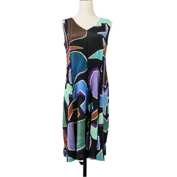 美品　プリーツプリーズ　チュニック　ノースリーブ　ブラック　サイズ3 pleats please プリーツプリーズ ワンピース ブラック サイズ3 PLEATS