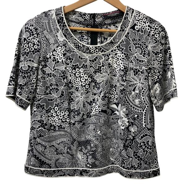 ▪️レオナール フラワープリント カンカン素材 カットソー ブラウス Lサイズ LEONARD 美品 レオナール カンカン フラワープリント ショートスリーブ